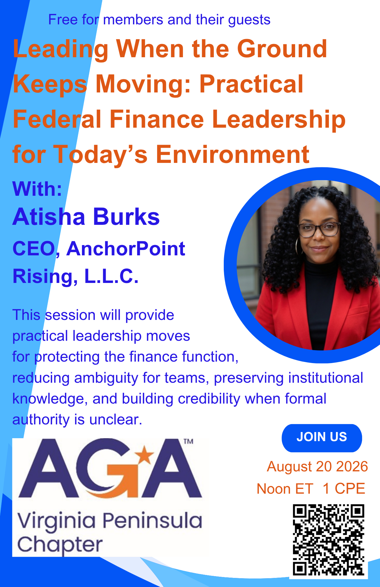 August 2026 Speaker: When the Ground Keeps Moving: Practical Federal Finance Leadership for Today’s Environment